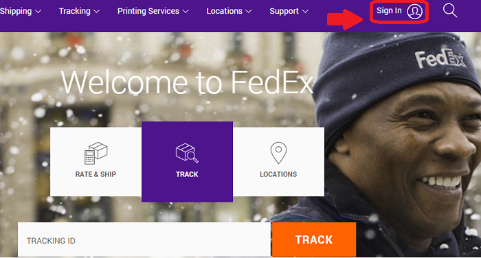 FedEx homepage