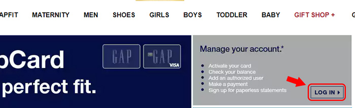 gap account management button