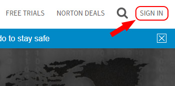 norton homepage sign in button